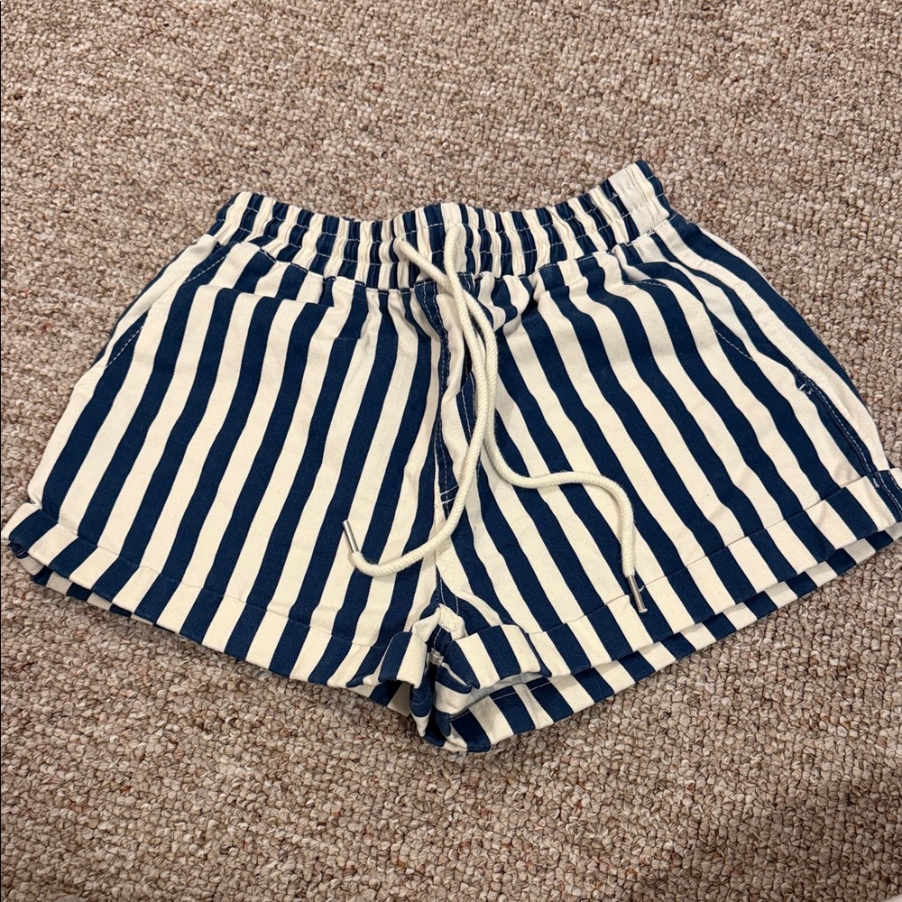 Forever 21 Navy and White Striped Athletic Shorts